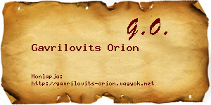 Gavrilovits Orion névjegykártya